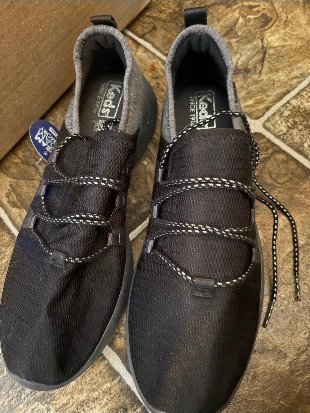 Keds Men’s Black Slip-On Sneakers with Reflective Laces